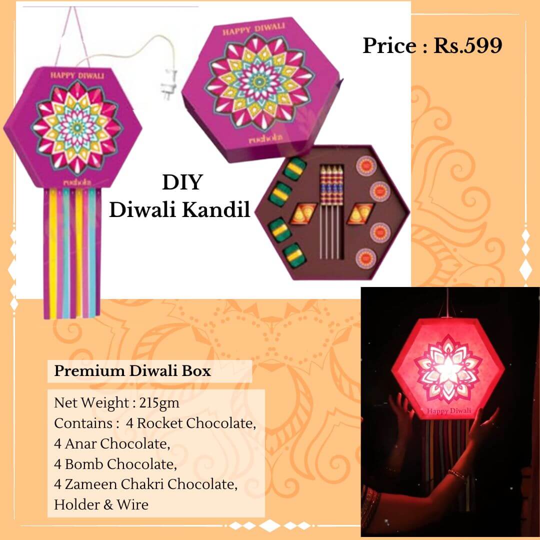 Diwali Kandil With Fire Crackers Chocolate